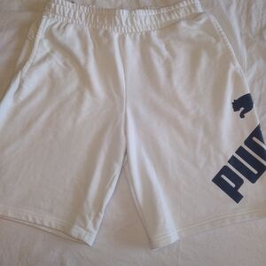 Puma Men’s White Athletic Shorts with Navy Logo